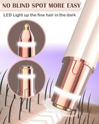 Facial Hair Removal Eyebrow Trimmer 2 in 1, Portable Facial Hair Remover for Women, Travel Rechargeable Hair Razor Bikini Shaver for Lady Men Girls for Face Peach Fuzz, Lips, Chin, Armpit, Body (Gold)