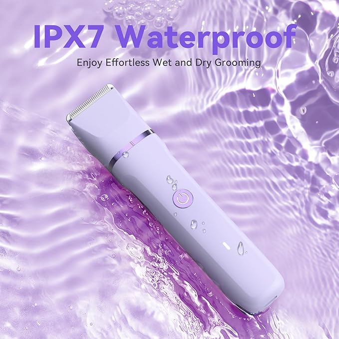 Electric Razors for Women - 4 in 1 Bikini Trimmer for Women, Waterproof Body Pubic Shaver for Womens Wet & Dry Use, Replaceable Facial & Nose Hair Trimmer, Rechargeable Hair Removal Kit, Purple