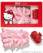 Hello Kitty x Kitsch XL Satin Heatless Curling Set- Heatless Hair Curler To Sleep In for Frizz-Free & Soft Curls, Comes with Bow Shape Design Hair Claw and Satin Scrunchies, Gifts for Women, 4pc Set