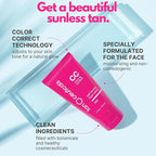 Tanceuticals Facial Self Tanner - CC Self Tanning Lotion for Face Gives Natural, Long Lasting Sunless Tan - Fresh Coconut Scent - Won’t Clog Pores or Cause Acne - Easy to Apply - Dark Shade 1.7 oz