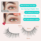 Natural Wispy Cat Eye Lashes - 3D Volume C Curl Eyelashes With Thin Band - 10mm Short Lashes - 7 Pairs
