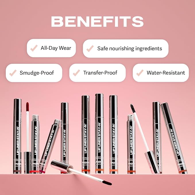 Sacheu Lip Liner STAY-N Peel Off Lip Stain — Long Lasting Matte Lip Tattoo Transfer Proof Lipstain Infused with Hyaluronic Acid & Vitamin E for All Skin Types — Vegan & Cruelty-Free, Core Bundle