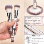 4 pcs makeup brushes, double head makeup brush set, loose powder powder blusher foundation make-up concealer eye shadow eyebrow brush, multi-purpose makeup tools