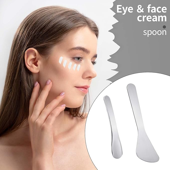 2Pcs Mini Metal Cosmetic Spatulas, Makeup Spatulas, Skincare