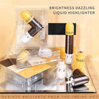 AKARY Liquid Highlighter Makeup for Face Body, Contour Foundation Illuminator Boom Stick, Highlighting Shade Longwear Shimmer Glow Makeup, Valentine's Day gift (01 Pearlescent White + Warm Brown)