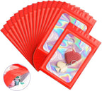 100 Pieces Smell Proof Mylar Resealable Bags, Holographic Packaging Bags, Resealable Odor Foil Pouch Zip Bag with Clear Window for Food Storage and Lipgloss, Jewelry Lash (Red, 3.5 x 6.3 Inch)