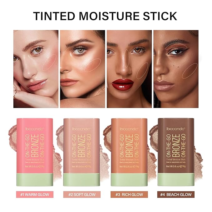 MEICOLY Cream Bronzer Stick, Natural Highlight Contour Makeup,Face Highlighter Stick,Contour Stick Facial Contouring Stick,Buildable Face Bronzer Face Shaping,Waterproof,02 Soft Glow