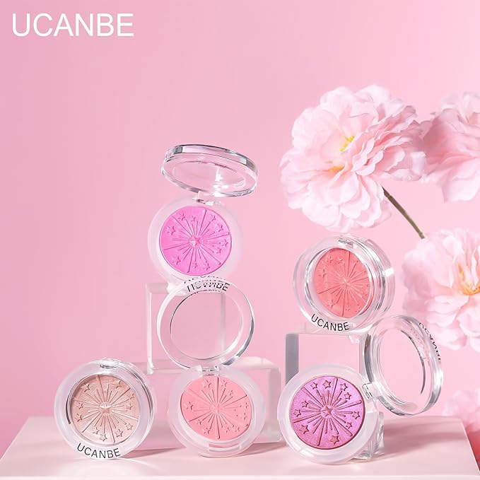 UCANBE Baked Blush for Cheek, Glow Blushing Palette - Seamless Silky Blendable Powder Blush Makeup Palette, Delivering Long Last Natural Ruddy Complexion, 05 Champagne