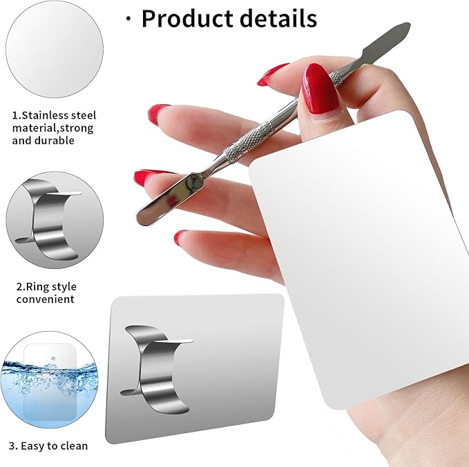Makeup Foundation Mixing Nail Palette - Stainless Steel Makeup Palette Tray Mixer with Foundation Cosmetic Spatula for Nail Art Palette Makeup Artist Must Haves