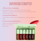 Miniling 6-Color Korean Lip Tint Set - Watery, Velvet Matte Lipsticks for Lips and Cheeks - Long-Lasting, Non-Stick, Shimmery