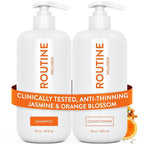 Routine Wellness Anti-Thinning Shampoo and Conditioner Set for Thinning Hair - Biotin DHT Blocker Women & Men - Color Safe Shampoo for Hair Loss & Healthier Hair - Jasmine & Orange Blossom (Pack of 2)