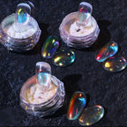 3 Boxes Ice Transparent Aurora Nail Powder Neon Rainbow Holographic Chameleon Powder Multi Chrome Iridescent Pigment Pearlescent Nail Art Glitters(Transparent#4#5#6)