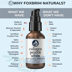 Peptides Serum for Face - Collagen Booster - Anti-Aging - Tighten Lift Hydrate & Plump All Skin Types, Reduce Fine Line & Wrinkles, All Natural Ingredients - Foxbrim Naturals (1 Fl Oz)