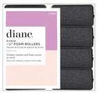 Diane Foam Hair Rollers, 1.25-Inch Diameter, Soft and Durable Foam with Snap-Lock Closure for Comfortable Styling and Long-Lasting Curls, Black, 8 Count