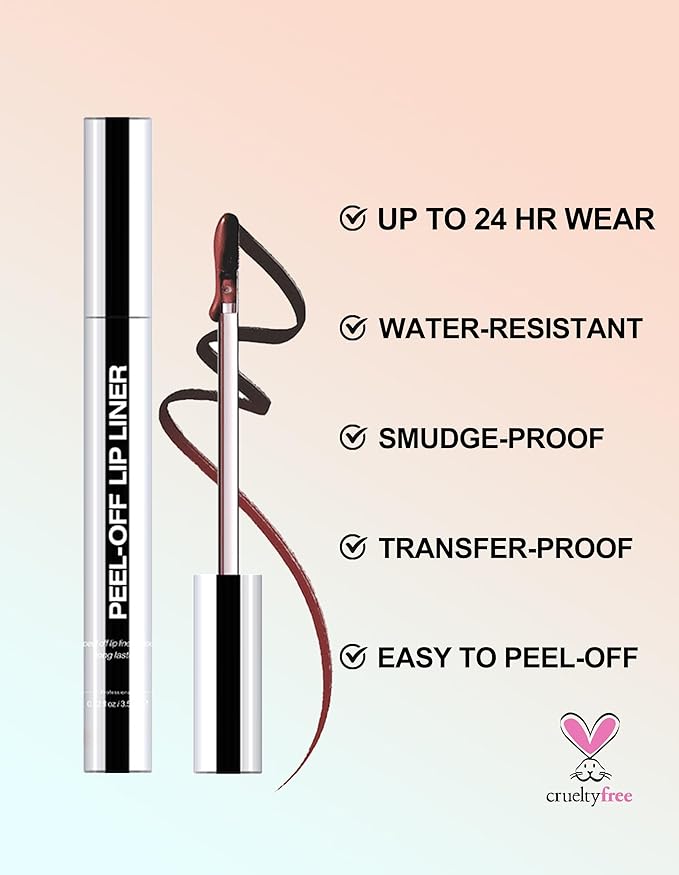 Erinde Peel Off Lip Liner Stain, Long Lasting Tattoo Lip Liner with Tweezer, Matte Finish Peel Off Lip Stain, Waterproof Transfer Proof Lip Stain Peel Off, Non-Stick Cup Nude Lip Stain Lipliner, 04