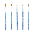 5pcs Nail Art Brushes Set, Nail Art Design Pen Painting Tools with Nail Extension Gel Brush, Nail Polish Brush, Builder Nail Gel Brush, Nail Dotting Pen Salon at Home Diy Manicure (Blue)