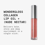 Beauty Pie Wondergloss Collagen Lip Oil + (Nude Nectar) – Hydrating, Plumping, Non-Sticky Gloss with Collagen AC Micro-Vectors & Cherry Oils