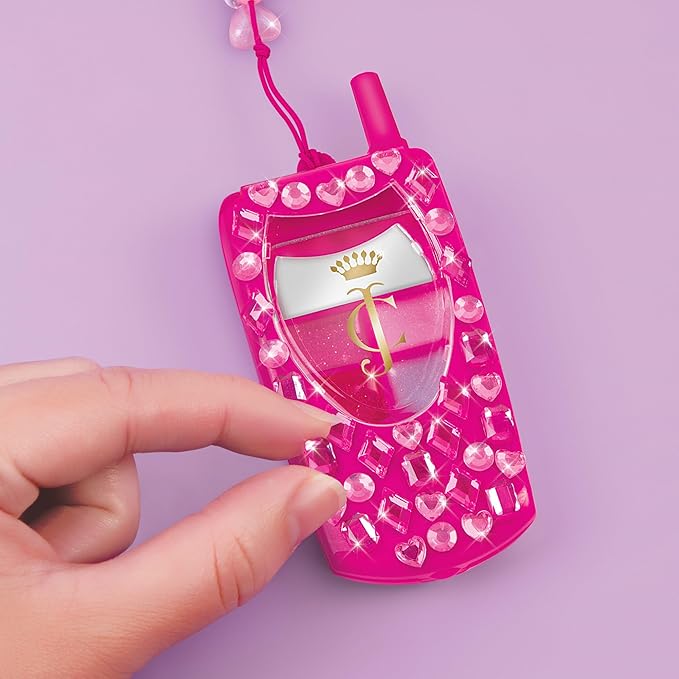 Make It Real Juicy Couture Lip Gloss Dial Up The Style Phone & DIY Lanyard - 7 Strawberry-Scented Lip Gloss Colors, Create Beaded Lanyard & Decorate with Gems for Girls Ages 6+