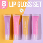 EXPRESSIONS 8pc Lip Gloss Set - Flavored Squeeze Tube Lip Glosses Value Pack, Daisy Lip Gloss in Assorted Fruity Flavors