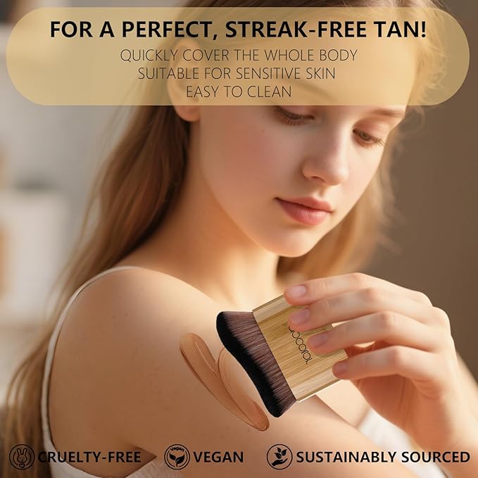docolor Self Tanner Brush Large Body Makeup Brush, Soft Vegan Tanning Brush no stripes, for Foundation, Self-tanner, Bronzer, Self Tan Back Applicator Body + Face Self-Tan Blending Brush Gift Box