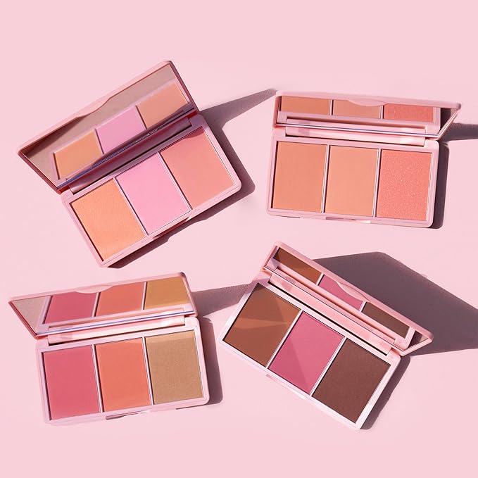 KimChi Chic Beauty Cheeky 3Some Blush Trio, Blush Makeup Palette with 3 Colors, Use Individually or Blend All Shades for Custom Look, 01 Just A Pinch, 0.47 oz