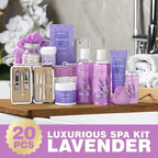 Mother's Day Gift for Mom Spa Gift Baskets for Women Bath lavender gifts spa gift set Basket For Women & Men, Luxury Self Care Home Spa Kit Lavender Bath Gift Basket 20Pcs Bath Gift Set