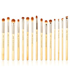 Jessup Eye Makeup Brushes Set, Premium Synthetic Eyeshadow Blending Concealer Eyebrow Eyeliner Brush, 15pcs Labeled Bamboo Make Up Brushes T137