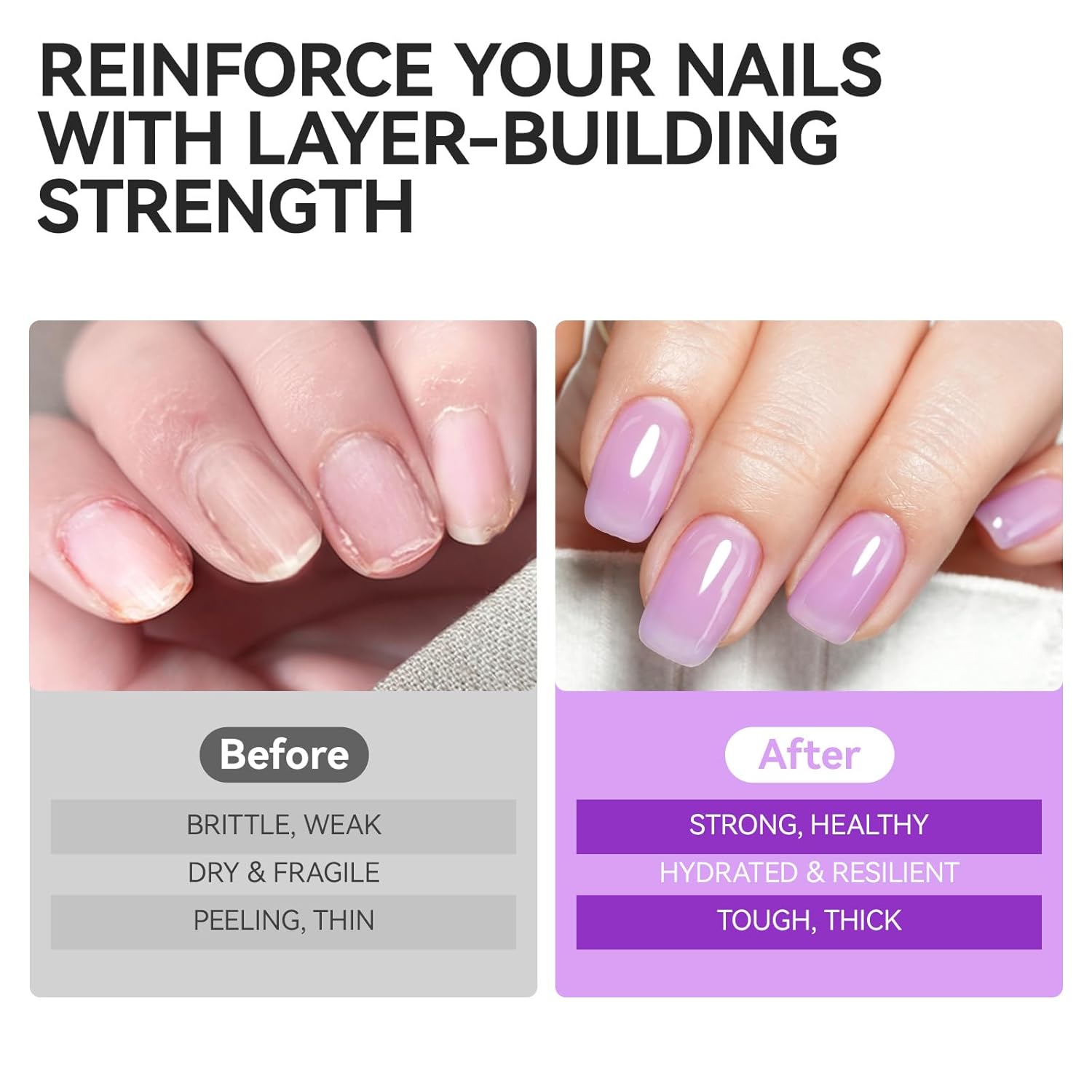 Nail Polish Strengthener and Growth: Lavender Haze Gelike EC 6 in 1 Natural Hardener - Long Lasting Nail Polish Hardener Extra Strong and Growth for Daily Work Home Salon
