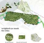 Jade Eye Mask, 2Pcs Large Facial Cooling Mask with 100% Real Jade for Hot & Cold Therapy,Green Jade Facial Eyes Sleeping Mask Relief Eye Cover by LazyGa