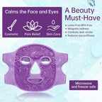Ice Face Mask Reusable and Cold Gel Eye Mask for Puffiness/Dark Circles/Eye Bags/Dry Eyes/Headaches/Migraines/Stress Relief, Ice Pack for Eyes & Face (Purple)