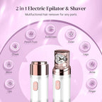 Hair Removal Epilator for Women, Gurelax Facial Epilator Hair Remover, Plucker for Face, Lip, 2-in-1 Epilation System, All Ages and Skin Types,with Brush, Pouch