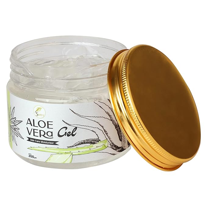 SVATV Natural Aloe Vera Gel for Face, Skin, Hair & Sunburn Relief with Cold Pressed, Vegan, Unscented Gel | Suitable for All Skin Types For Men & Women - 300g, 10.58oz, 0.66lbs