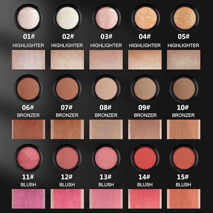 3 Pcs Face Contour Stick Kit, Matte Finish Face Stick Trio with Bronzer Blush Highlighter and Brush, Long Lasting Waterproof Cream Beauty Wand Makeup Set for Sculpt Glowing Face Look (#1, 8, 13)