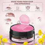 60 Pcs Pink Under Eye Patches with 5 Pieces Travel 24K Gold Eye Mask, 30 Pairs Undereye Mask for Dark Circles Puffy Eye Treatment, Collagen Gel Pads Hydrating for Eye Bag Puffiness Wrinkle