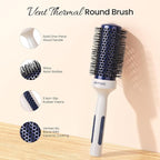 AIMIKE Nano Ionic Tech Ceramic Brush for Blow Drying, Styling and Volume Boost - Natural Wood One-Piece Design, 1.7 Inch/43mm