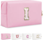 Initial letter patch makeup bag,