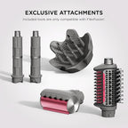 Shark FlexFusion Hair Dryer with Fusion Hair Brush, Diffuser, Ceramic Air Styler with Auto-Wrap Hair Curlers, Ceramic Plates, Metallic Mist HD642