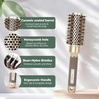 Round Brush for Blow Drying, Nano Thermal Ceramic & Ionic Tech Hair Brush with Boar Bristles, Professional Round Barrel Brush for Styling, Curling and Straightening by Sndyi (2.3Inch, Barrel 1.3 Inch)