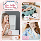 Initial letter patch makeup bag,