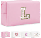 Initial letter patch makeup bag,