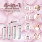 Electric Razors for Women, 4-in-1 Women’s Facial Hair Removal, Face Shaver Ebrow Trimmer Pubic Bikini Trimmer Portable Ladies Shaver Womens Razors for Shaving