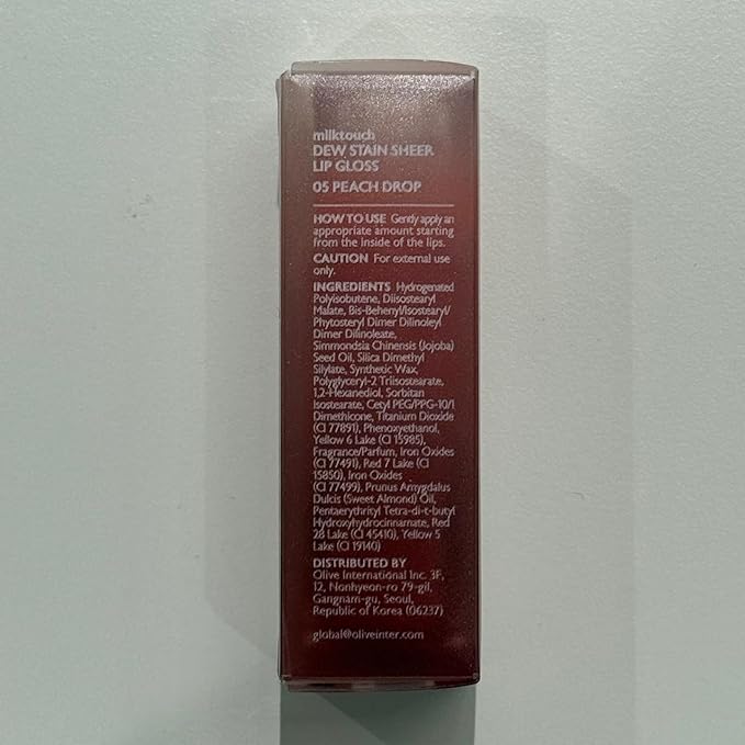 MILKTOUCH Dew Stain Sheer Lip Gloss (05 Peach Drop, 0.14 Fl Oz (Pack of 1))