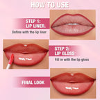 Jolilab Matte Lip Liner Lip Oil Set, Lip Makeup Set Natural Smooth Long-Lasting And Hydrating Beauty Daily Cosmetics Gift for Girls Easy-to-Use(4pcs)