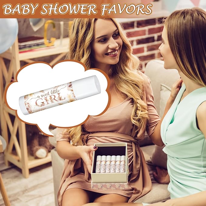 50 Pack Boho Baby Shower Lip Balm Party Supplies Bulk for Girls Guests Boys Baby Shower Gifts Neutral Gender Reveal Favors Prizes Souvenirs Winners Thank You Appreciation Gifts