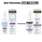 Neutrogena Ultra Sheer Moisturizing Face Serum with Vitamin E & SPF 60, All Day Facial Sunscreen Serum with Broad Spectrum UVA/UVB Protection, Fragrance-Free, Oxybenzone-Free, 1.7 Fl Oz