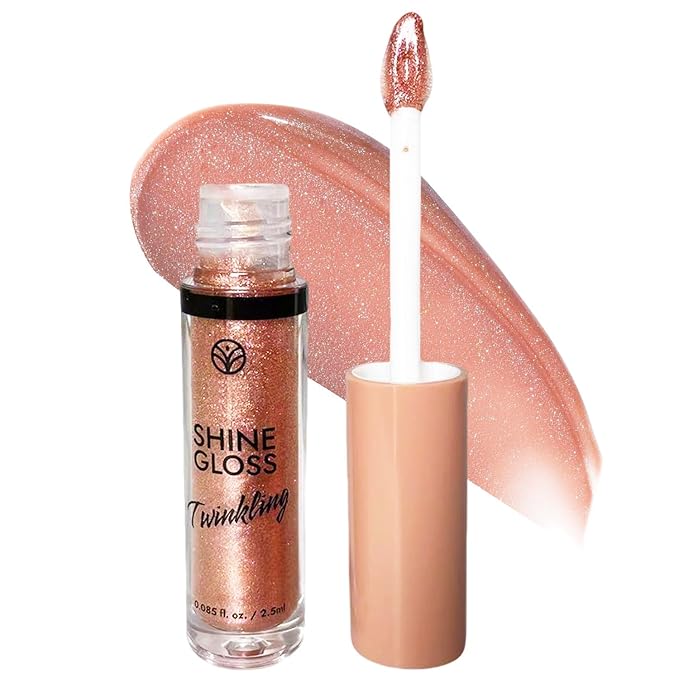 Nude Lip gloss Lip Plumper Gloss Shimmer High Shine Lip Gloss Moisturizing Tinted Lip Gloss Long Lasting Waterproof Lip Oil (02# Nude Shimmer)