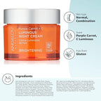 Andalou Natural Purple Carrot + C Luminous Night Cream, Purple Carrot Plus C Luminous, 1.7 Ounce