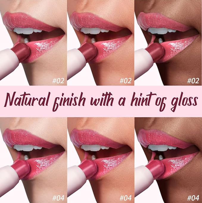 2PCS Tinted Lip Balm Chapstick with Color, Natural Semi - Gloss Finish, Hydrating/Coloring 2 in 1 Moisturizer Lip Stick for Girls & Women #02+#04