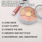 6 Colors Concealer Palette with Brush,Full Coverage,Cream Contouring Marks Scars