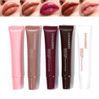 5Pcs Hydrating Lip Gloss Set: Long-lasting, Non-sticky Shiny Jelly Lip Gloss with Glitter Plumping Effect in Nude Shades for a High-shine, Glass-like Finish, 0.3 fl oz Each